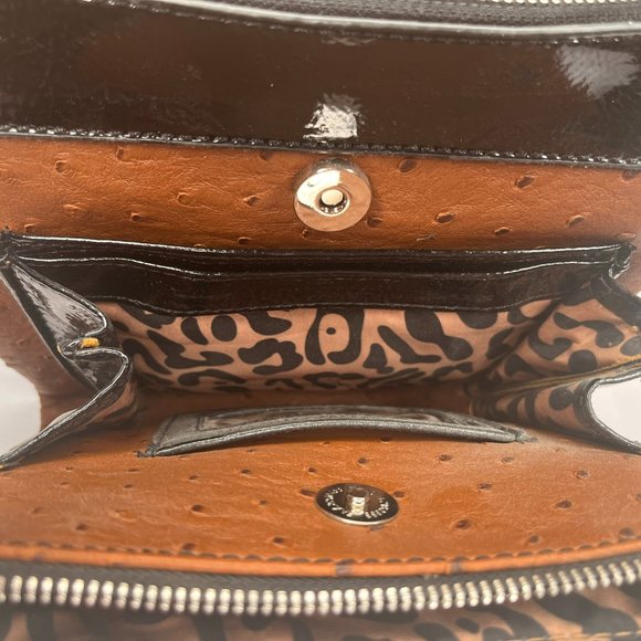 Nine West Brown & Black Crossbody Bag – Faux Ostrich Leather (Early 2000s) - Picture 8 of 11